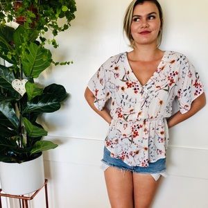 Floral white blouse